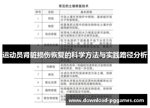 运动员肾脏损伤恢复的科学方法与实践路径分析 运动员肾脏损伤恢复的科学方法与实践路径分析